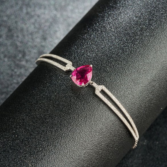 14k Gold 2.14 Ctw Natural Tourmaline & Diamond Bracelet - 3