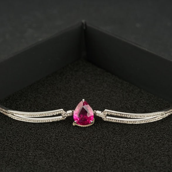 14k Gold 2.14 Ctw Natural Tourmaline & Diamond Bracelet - 4