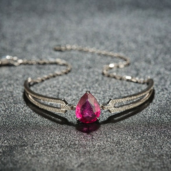 14k Gold 2.14 Ctw Natural Tourmaline & Diamond Bracelet - 5