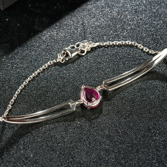 14k Gold 2.14 Ctw Natural Tourmaline & Diamond Bracelet - 7