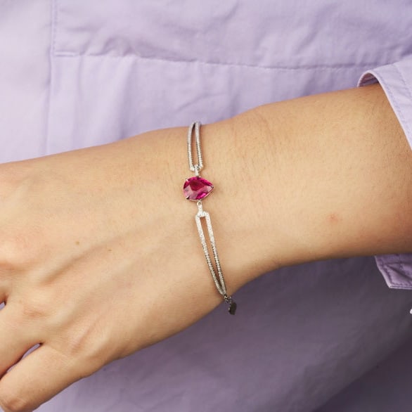 14k Gold 2.14 Ctw Natural Tourmaline & Diamond Bracelet - 8