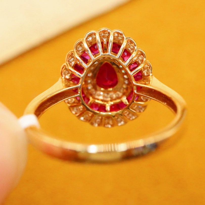 14k Gold 0.61 Ctw Vivid Red Natural Ruby & Diamond Ring - 5