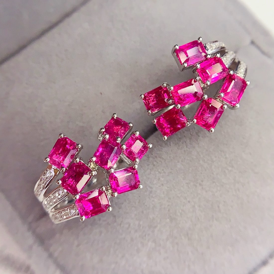 14k Gold 4.07 Ct Natural Ruby & Diamond Earrings - 3