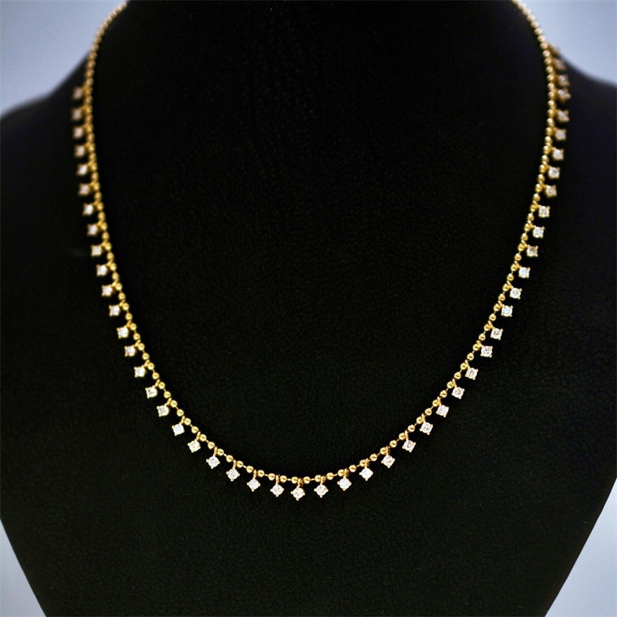 14k Gold 1.00 Ct Natural H Diamond Necklace - 2