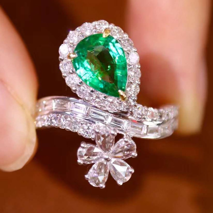 14k Gold 2.31 Ctw Natural Emerald & Diamond Ring - 3