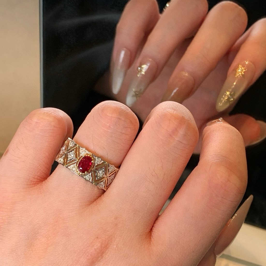 14k Gold 0.82 Ctw Natural Ruby & Diamond Ring - 4