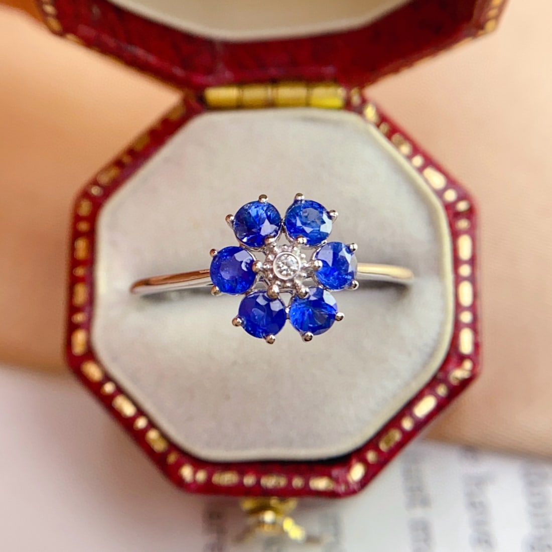 14k Gold 1.10 Ct Natural Sapphire & Sapphire Ring - 2
