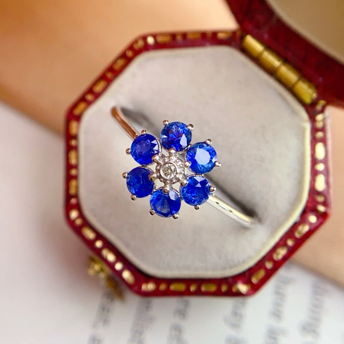 14k Gold 1.10 Ct Natural Sapphire & Sapphire Ring - 3