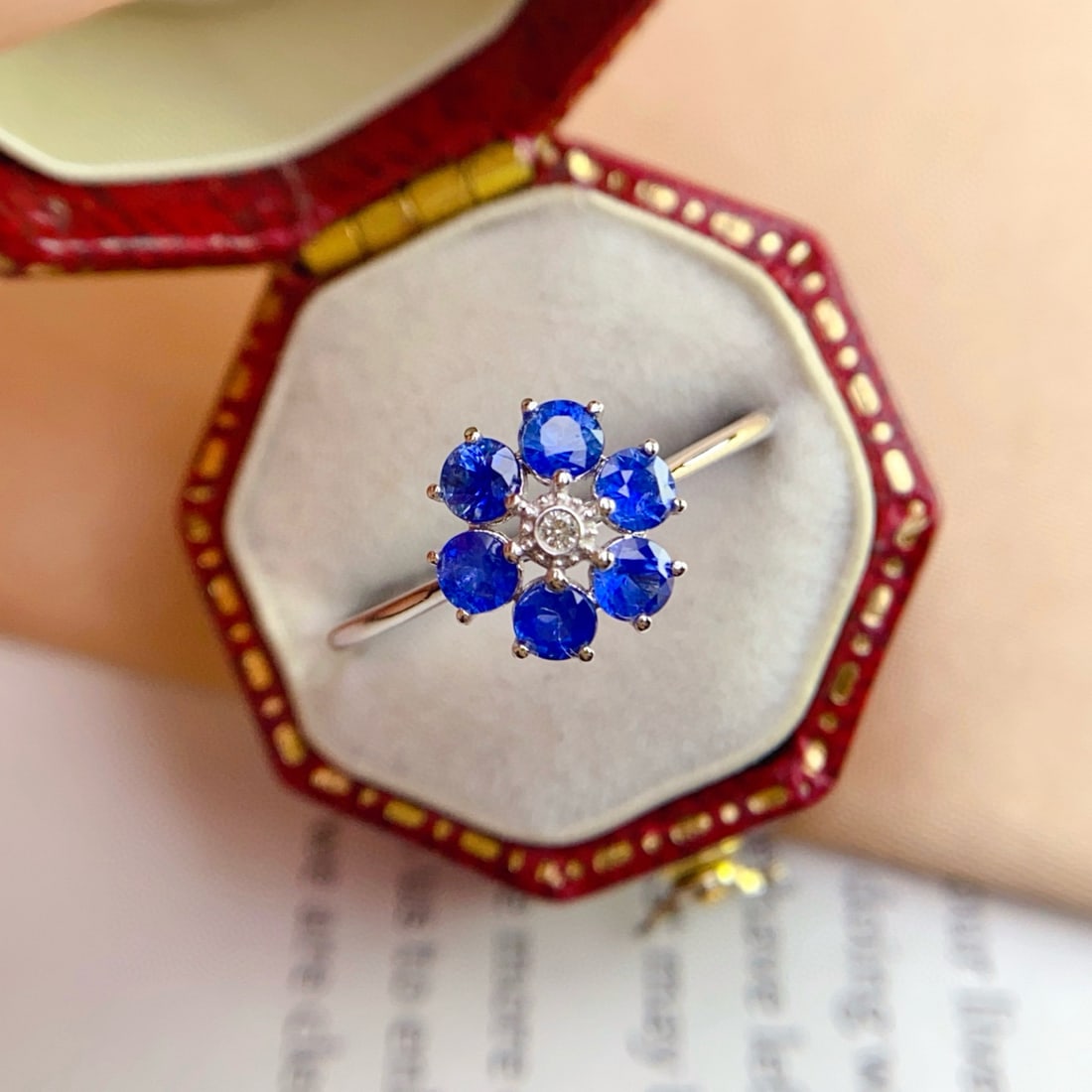 14k Gold 1.10 Ct Natural Sapphire & Sapphire Ring - 4