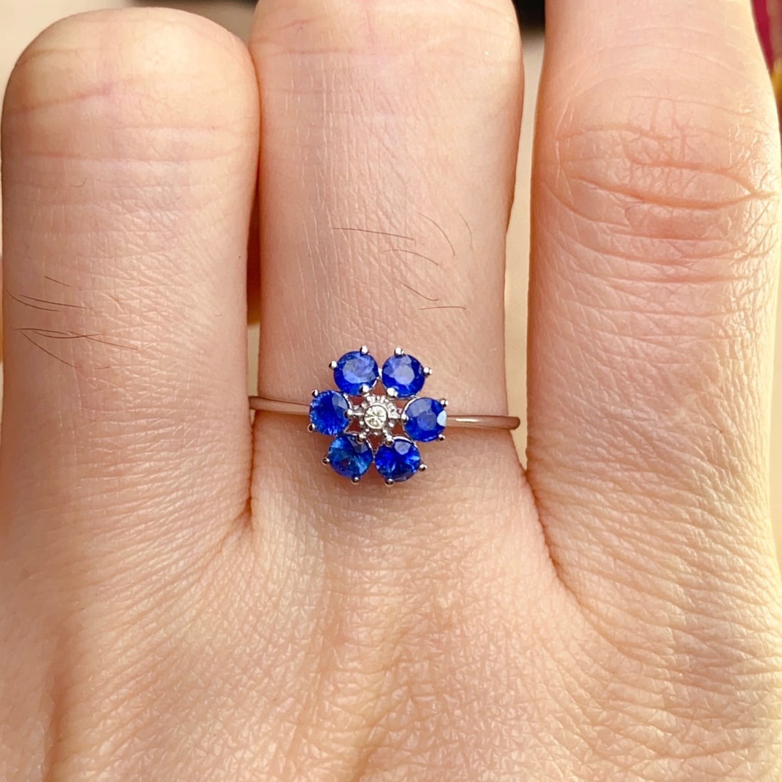 14k Gold 1.10 Ct Natural Sapphire & Sapphire Ring - 6