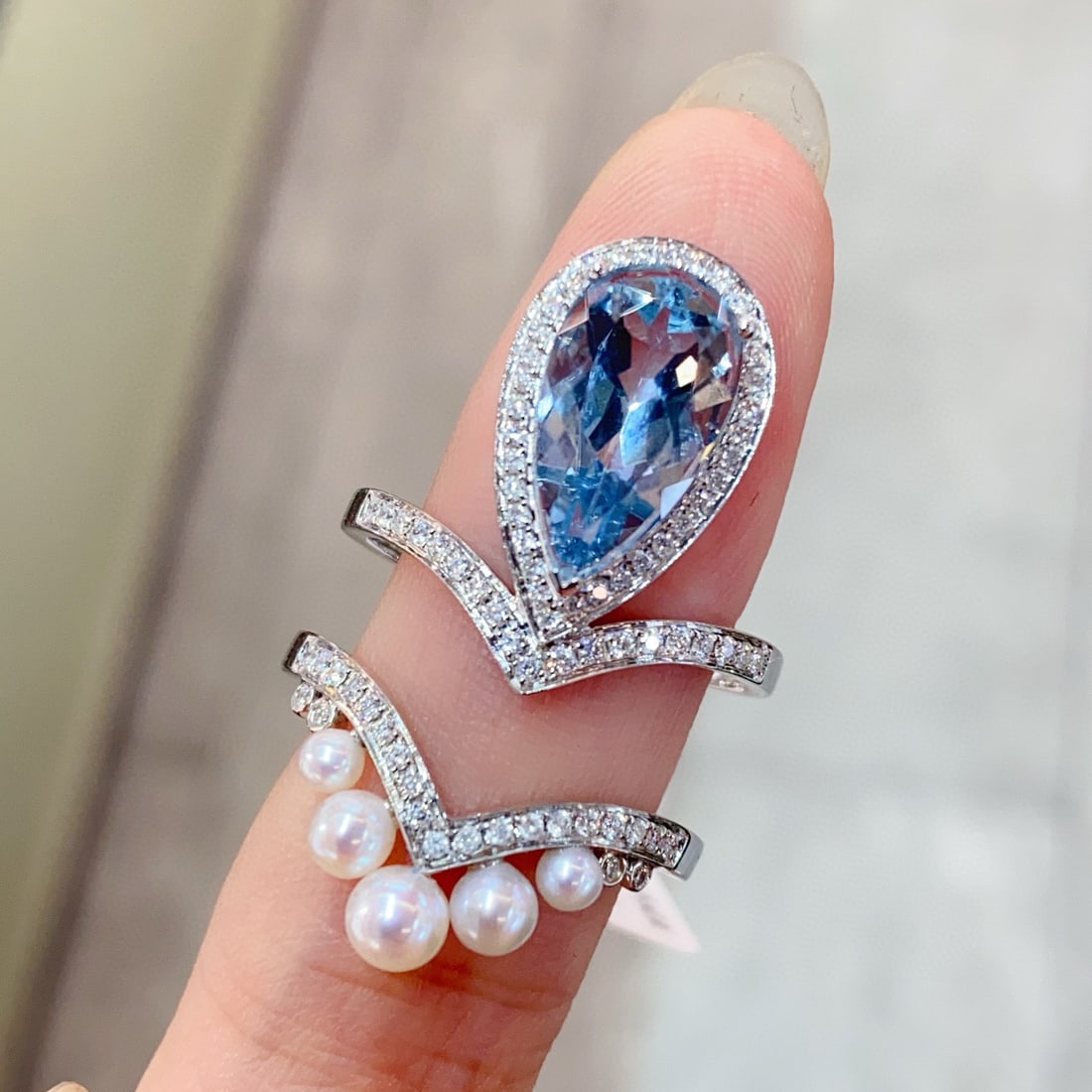 14k Gold 2.8 Ctw Natural Aquamarine & Diamond Ring - 4