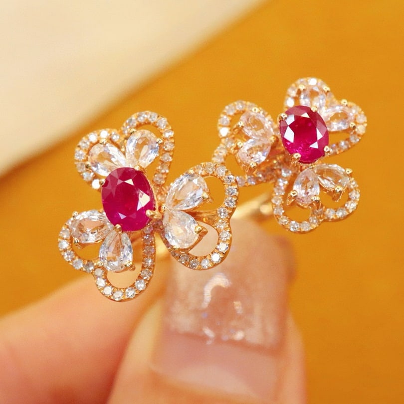 14k Gold 1.38 Ctw Natural Ruby & Diamond Ring - 3