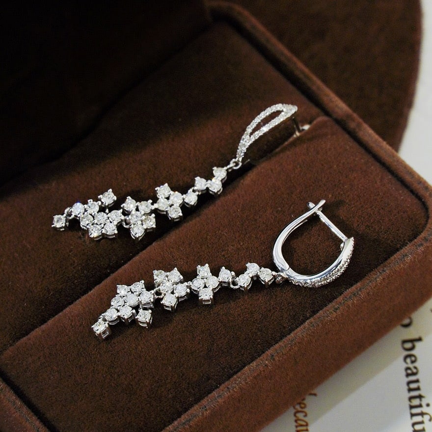 14k Gold 1.10 Ct Natural H Diamond Earrings - 2