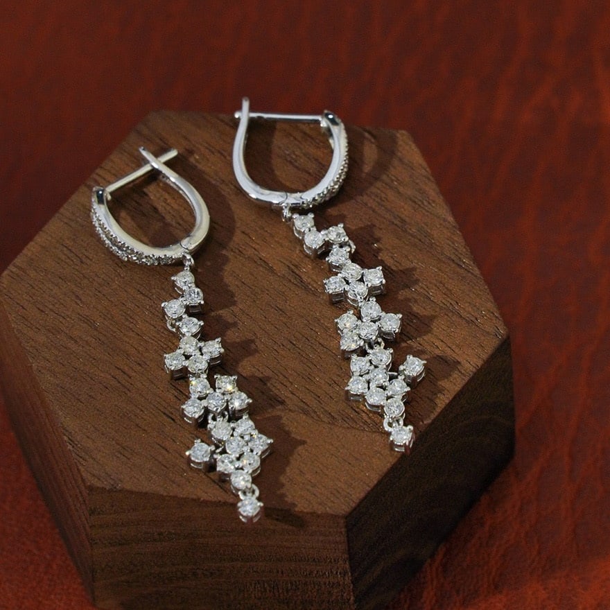14k Gold 1.10 Ct Natural H Diamond Earrings - 4