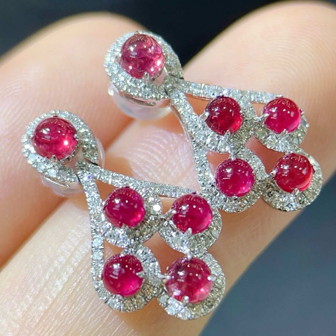 14k Gold 3.34 Ctw Natural Ruby & Diamond Earrings - 3