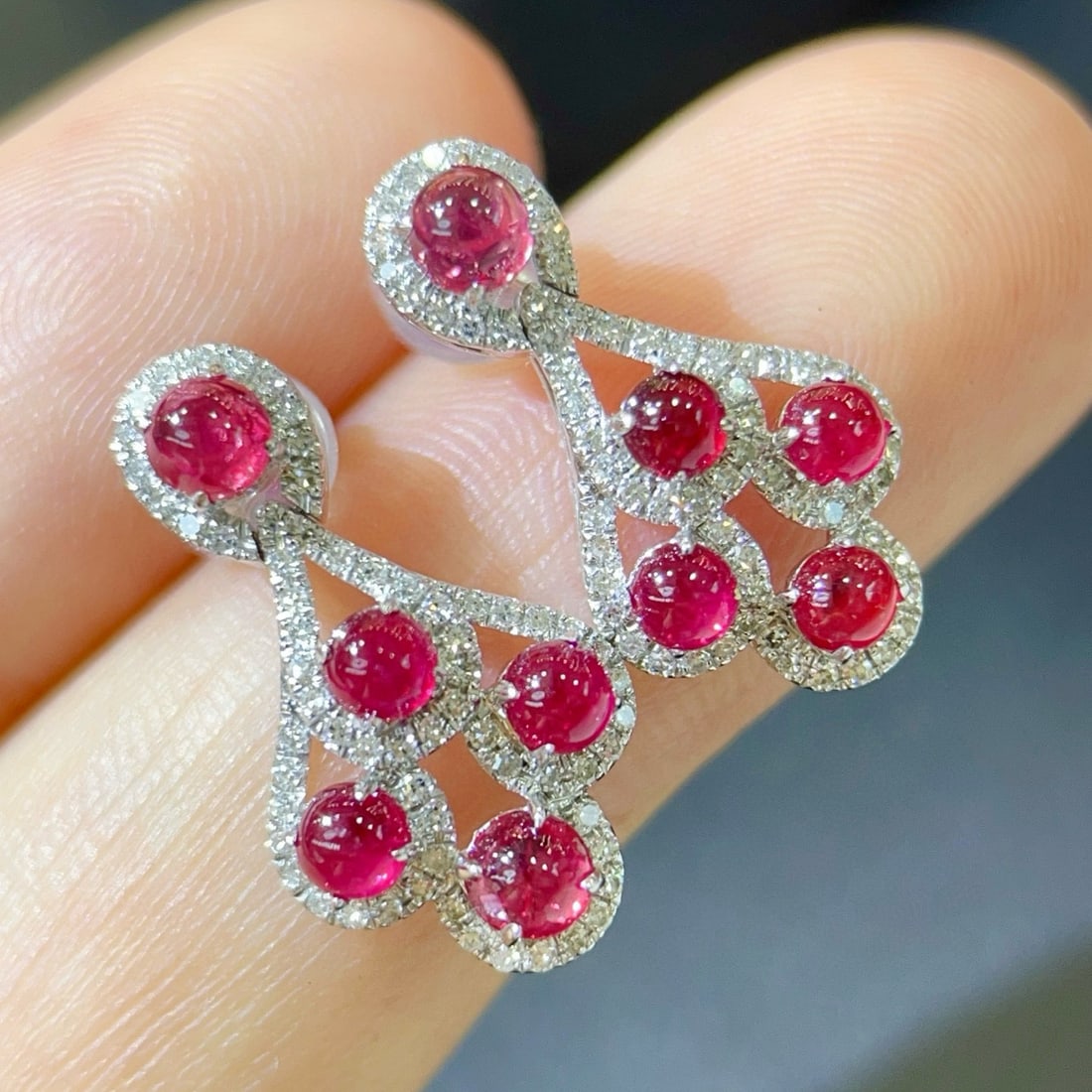14k Gold 3.34 Ctw Natural Ruby & Diamond Earrings - 6