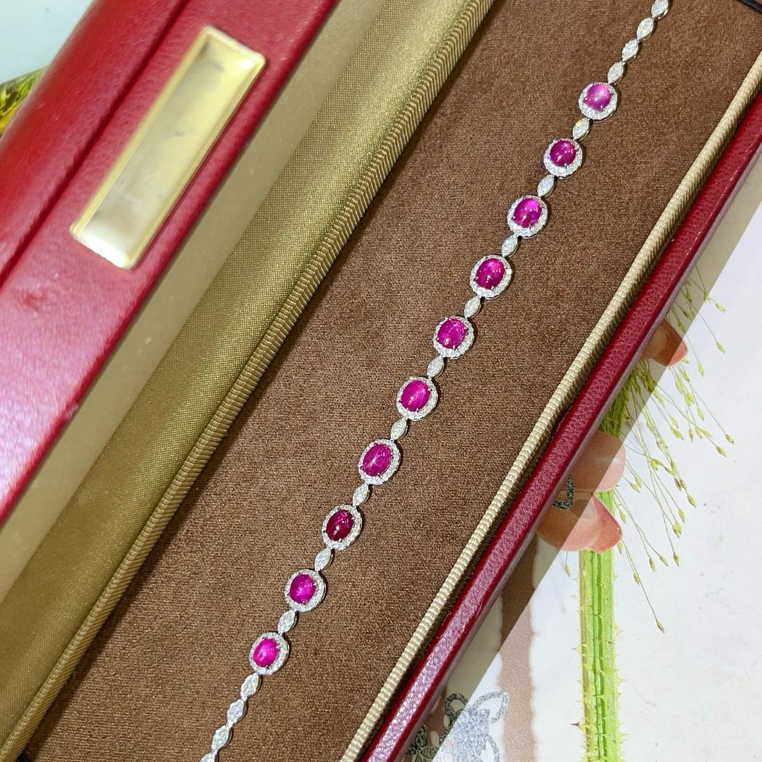 14k Gold 6.23 Ctw Natural Ruby & Diamond Bracelet - 6