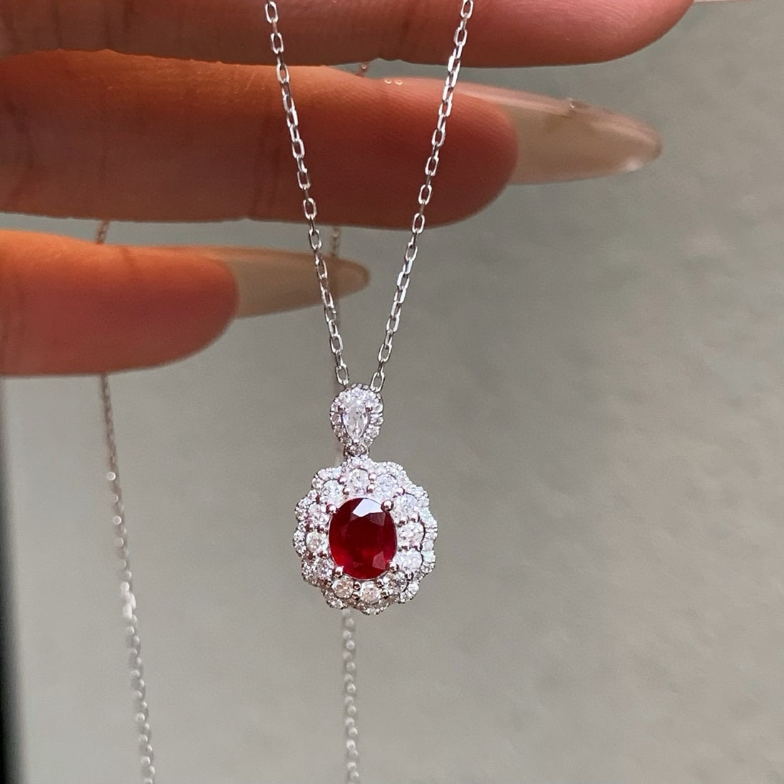 14k Gold 0.87 Ctw Natural Ruby & Diamond Pendant( Without Chain ) - 6
