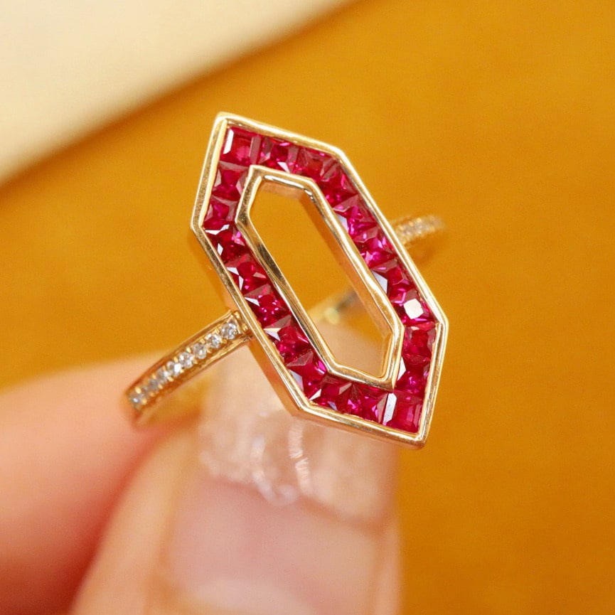 14k Gold 0.79 Ctw Natural Ruby & Diamond Ring - 4