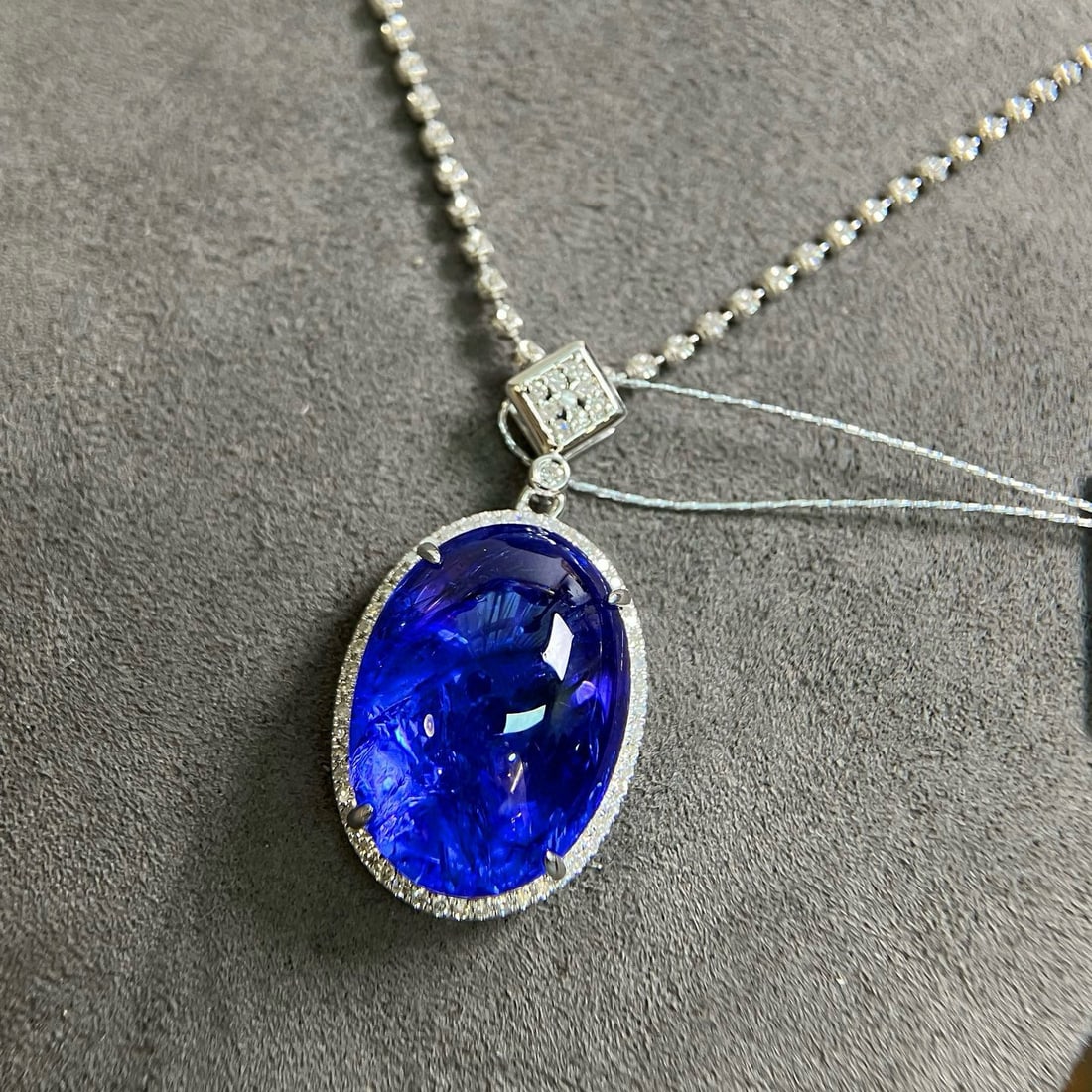 14k Gold 17.47 Ctw Natural Tanzanite & Diamond Pendant( Without Chain ) - 3