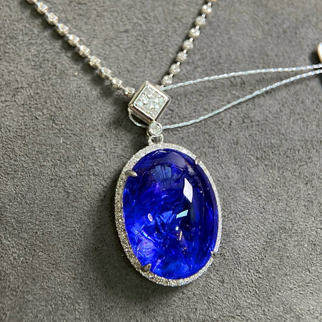 14k Gold 17.47 Ctw Natural Tanzanite & Diamond Pendant( Without Chain ) - 5