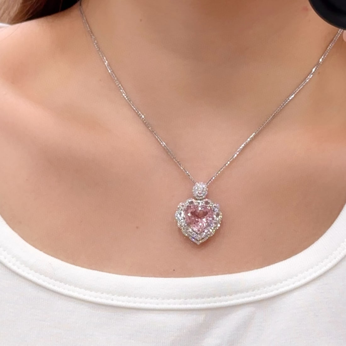 14k Gold 6.41 Ctw Natural Morganite & Diamond Pendant( Without Chain ) - 5
