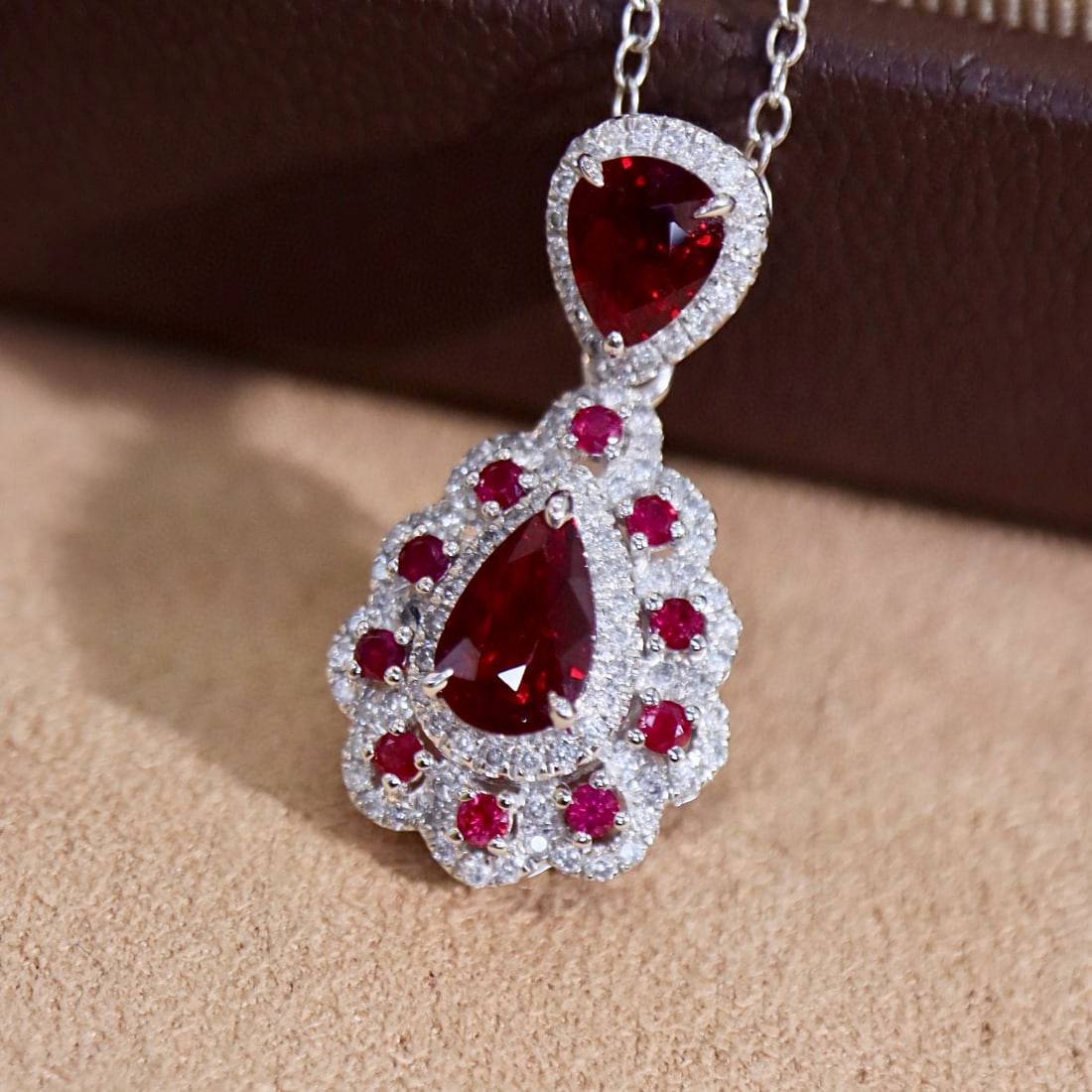 14k Gold 1.71 Ctw Natural Ruby & Diamond Pendant( Without Chain ) - 3
