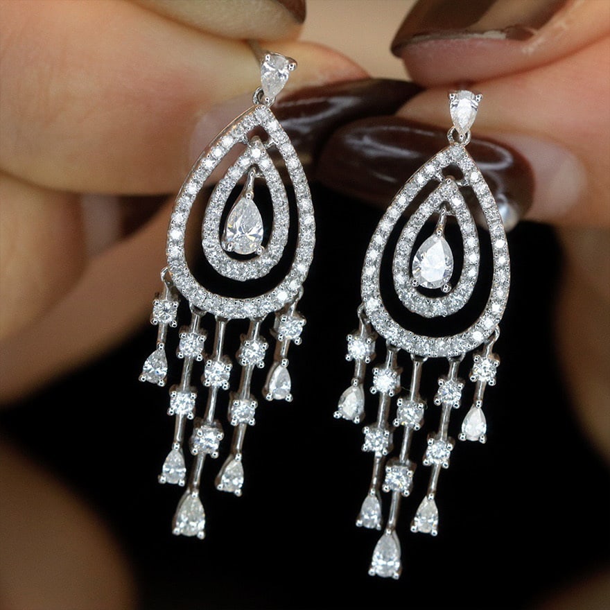 14k Gold 1.6 Ct Natural H Diamond Earrings - 2