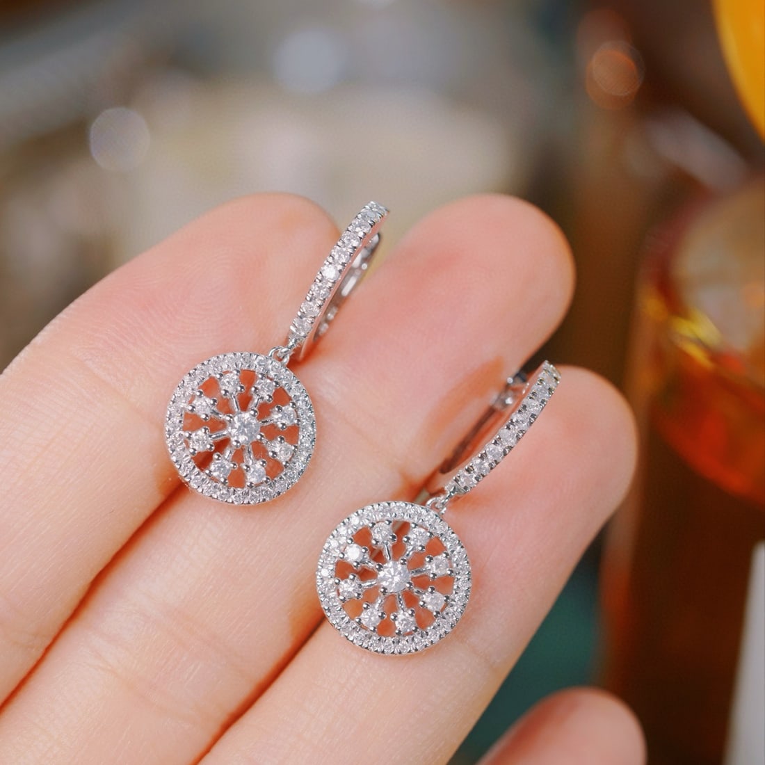 14k Gold 0.90 Ct Natural H Diamond Earrings - 2