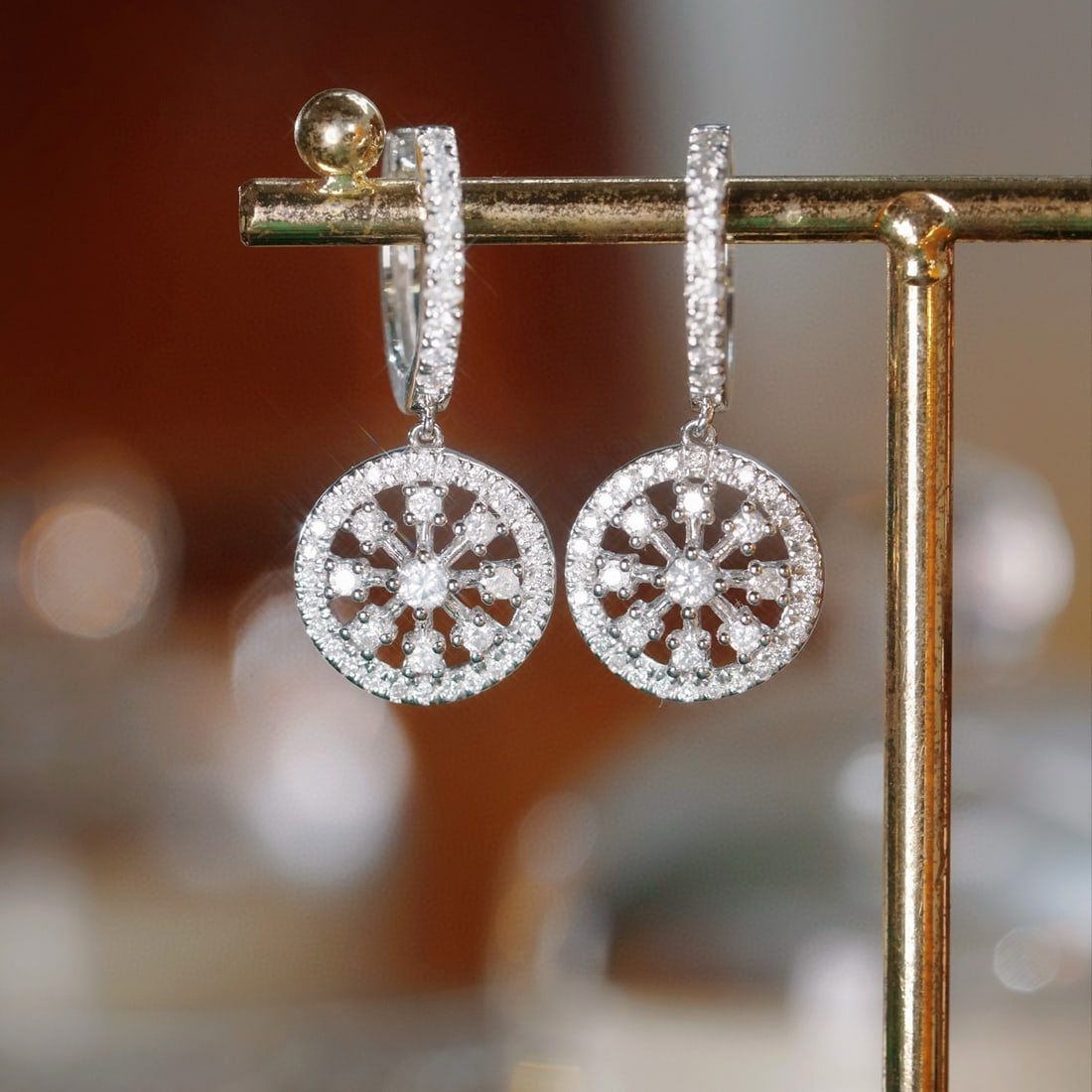 14k Gold 0.90 Ct Natural H Diamond Earrings - 3