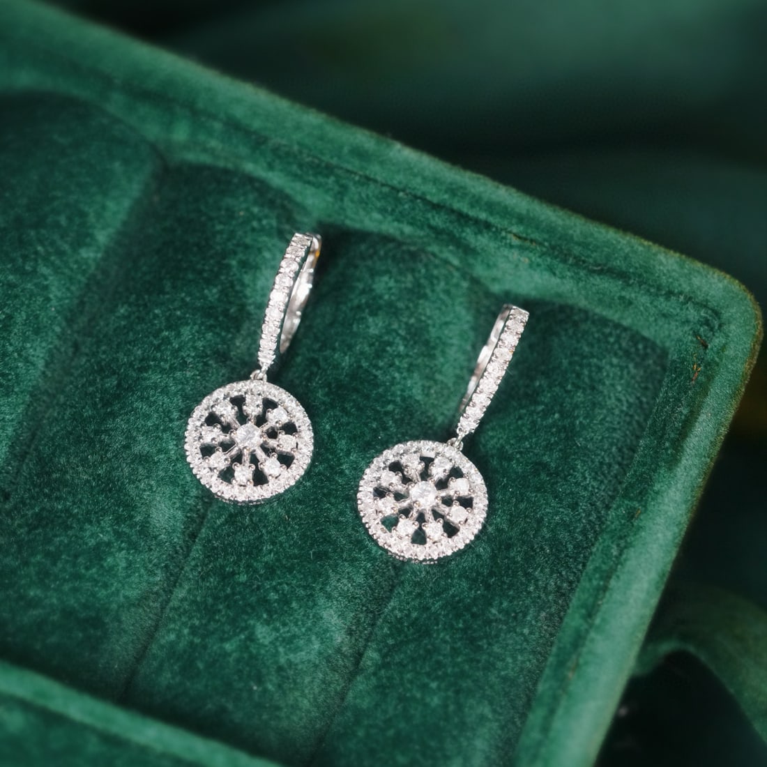 14k Gold 0.90 Ct Natural H Diamond Earrings - 4