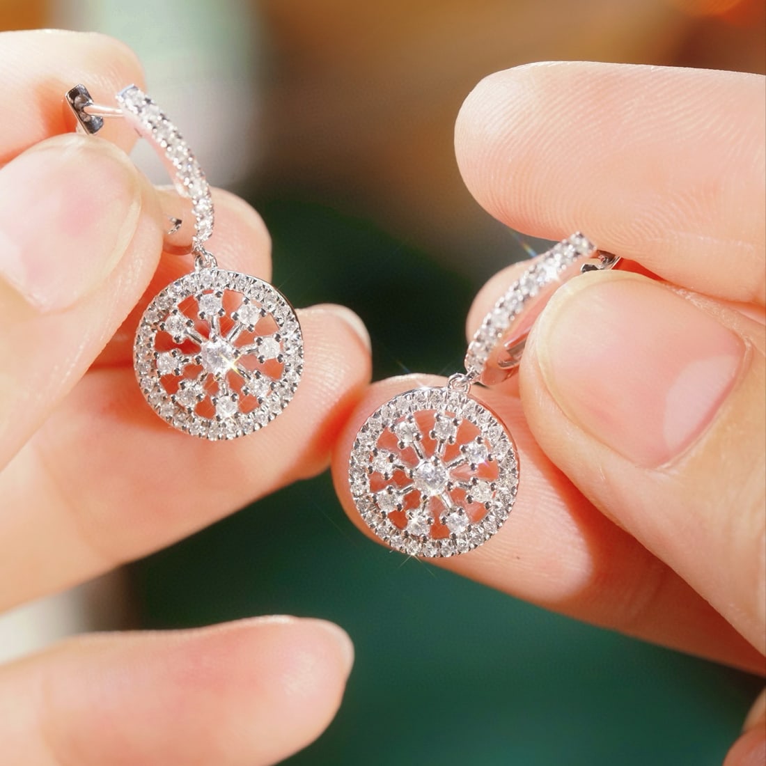 14k Gold 0.90 Ct Natural H Diamond Earrings - 7