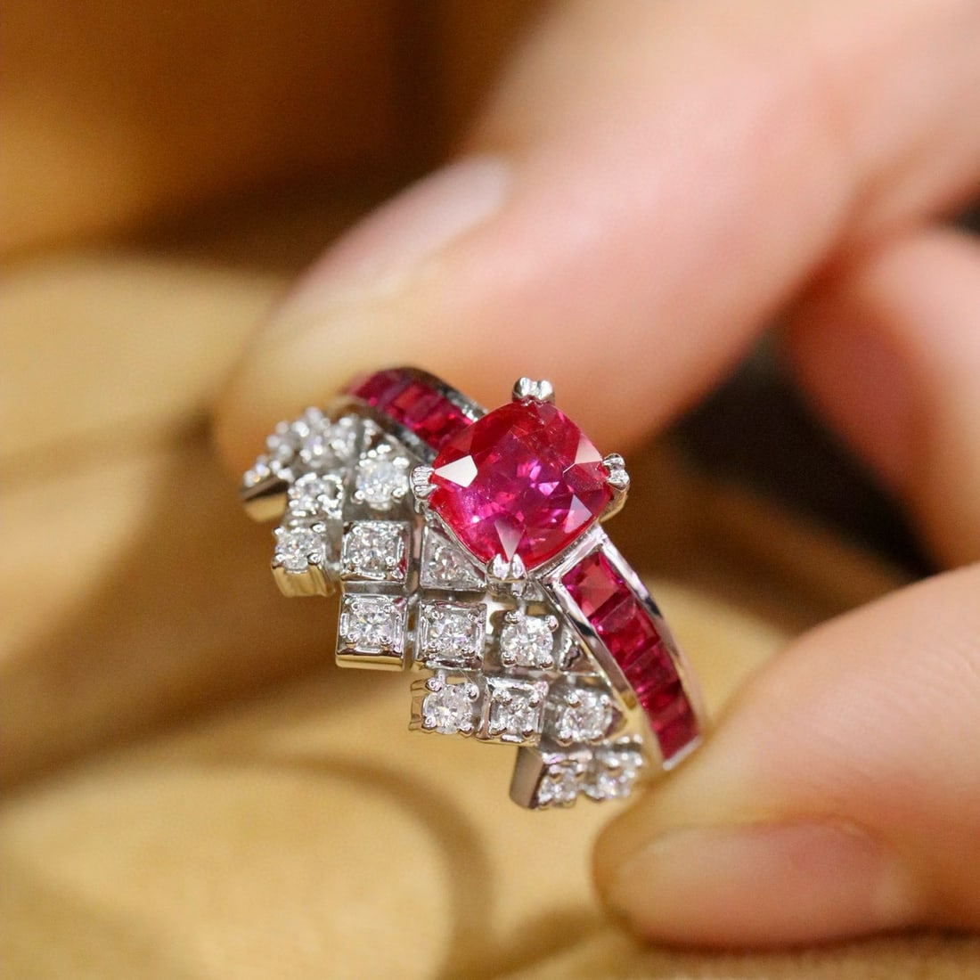 14k Gold 1.39 Ctw Vivid Red Natural Ruby & Diamond Ring - 3