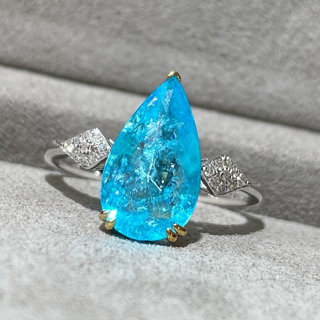 14k Gold 2.42 Ct Natural Paraiba Tourmaline & Diamond Ring - 3