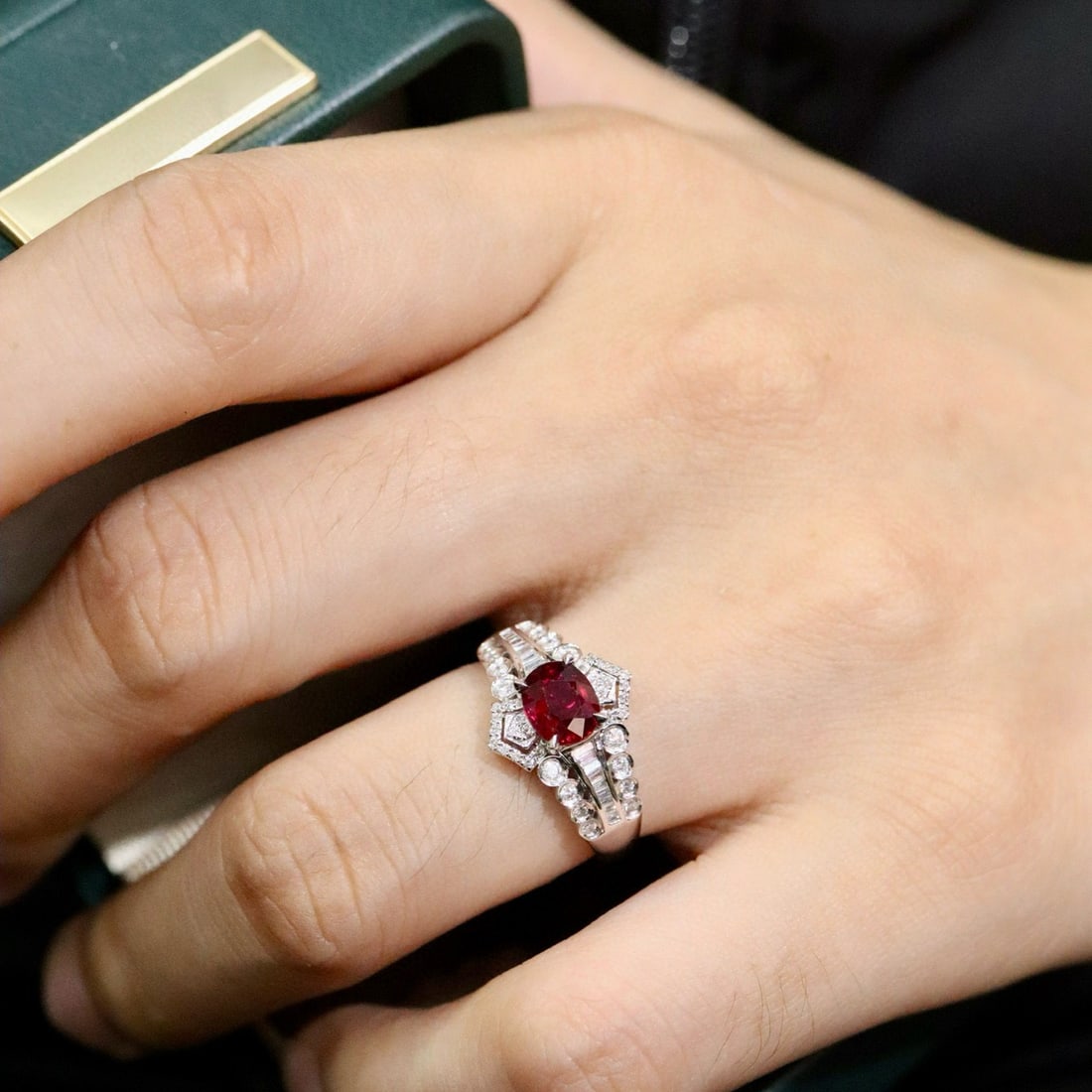 14k Gold 1.44 Ctw Vivid Red Natural Ruby & Diamond Ring - 6