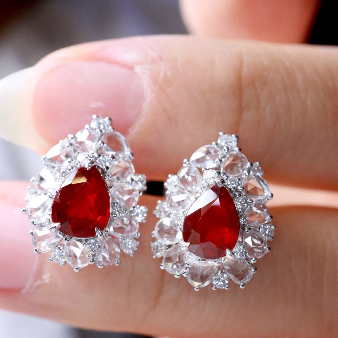 14k Gold 3.09 Ctw Natural Ruby & Diamond Earrings - 3