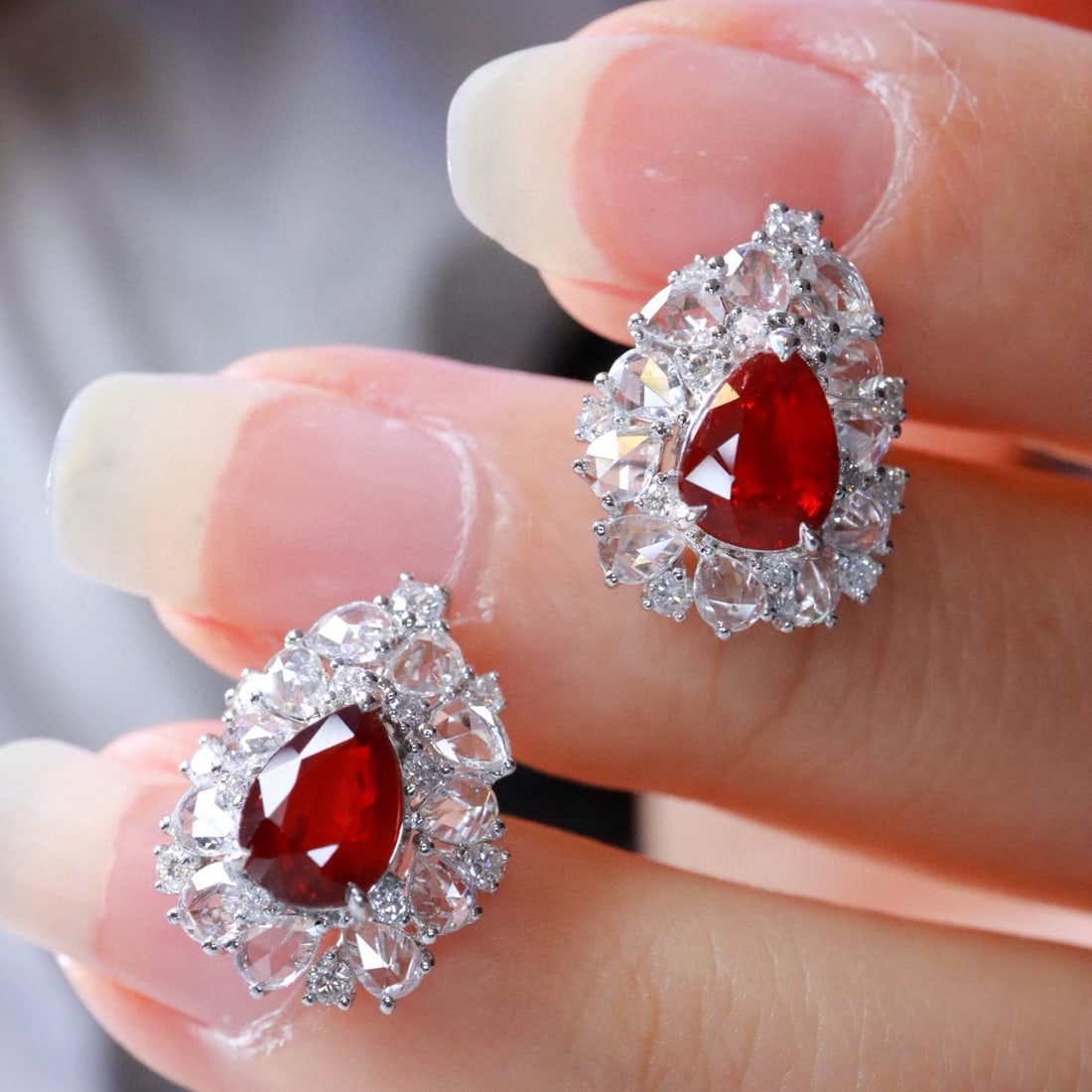 14k Gold 3.09 Ctw Natural Ruby & Diamond Earrings - 4