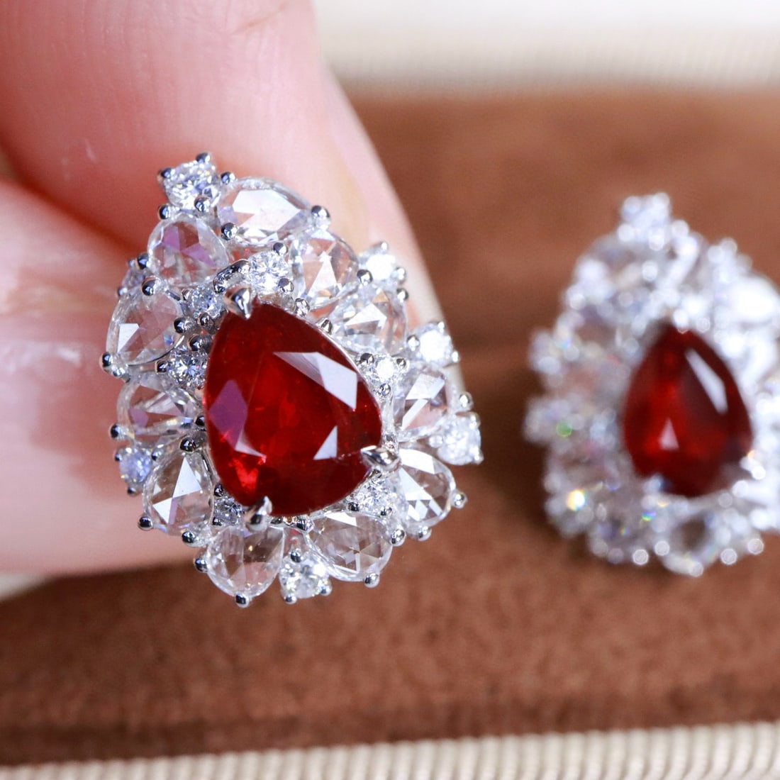14k Gold 3.09 Ctw Natural Ruby & Diamond Earrings - 5