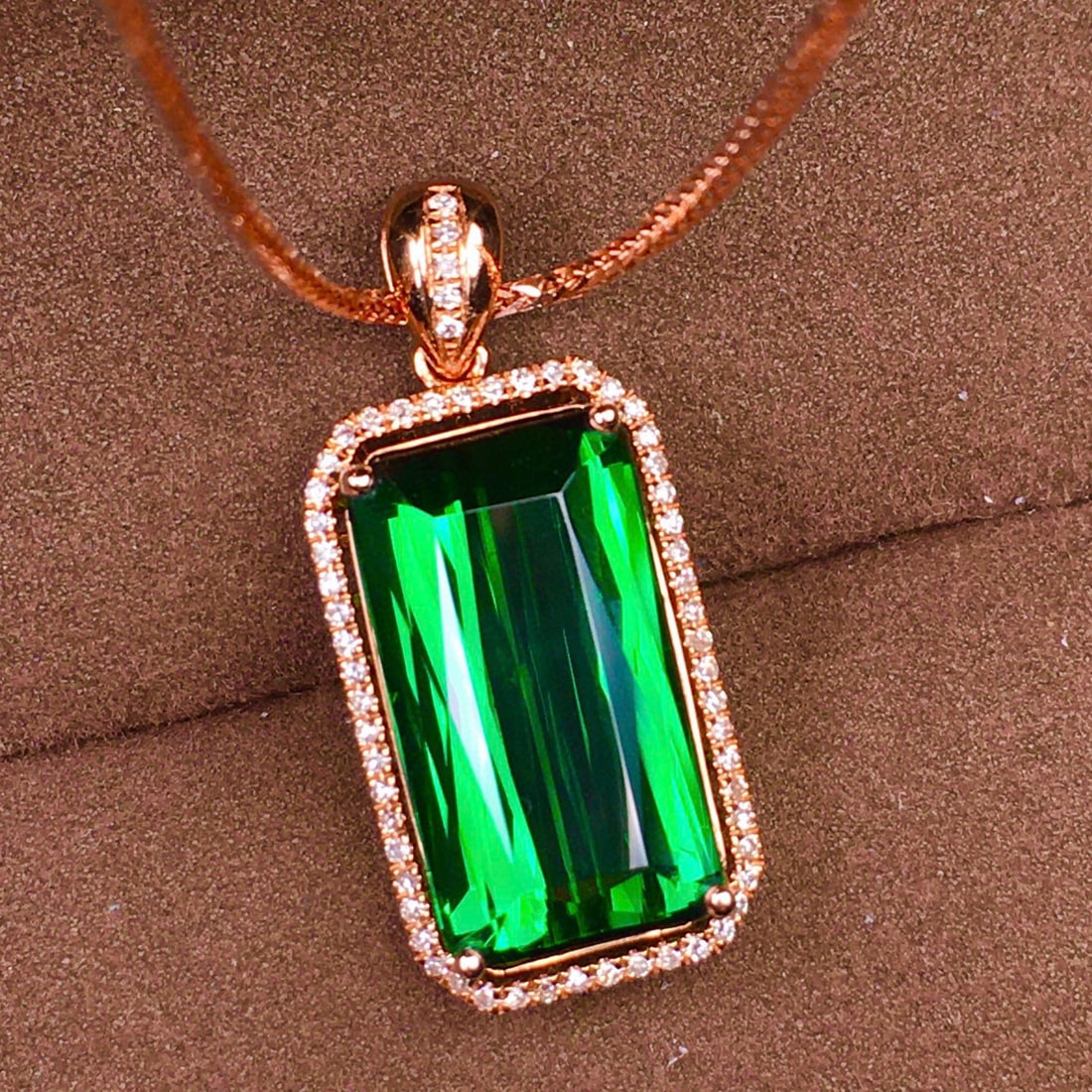 14k Gold 7.81 Ct Natural Tourmaline & Diamond Pendant( Without Chain ) - 5