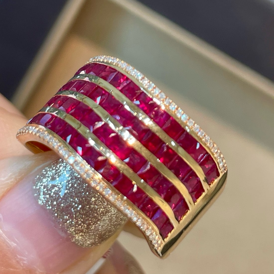 14k Gold 4.7 Ct Natural Ruby & Diamond Ring - 2