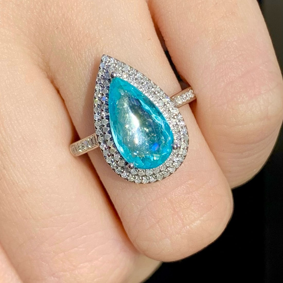 14k Gold 2.25 Ct Natural Paraiba Tourmaline & Diamond Ring - 5