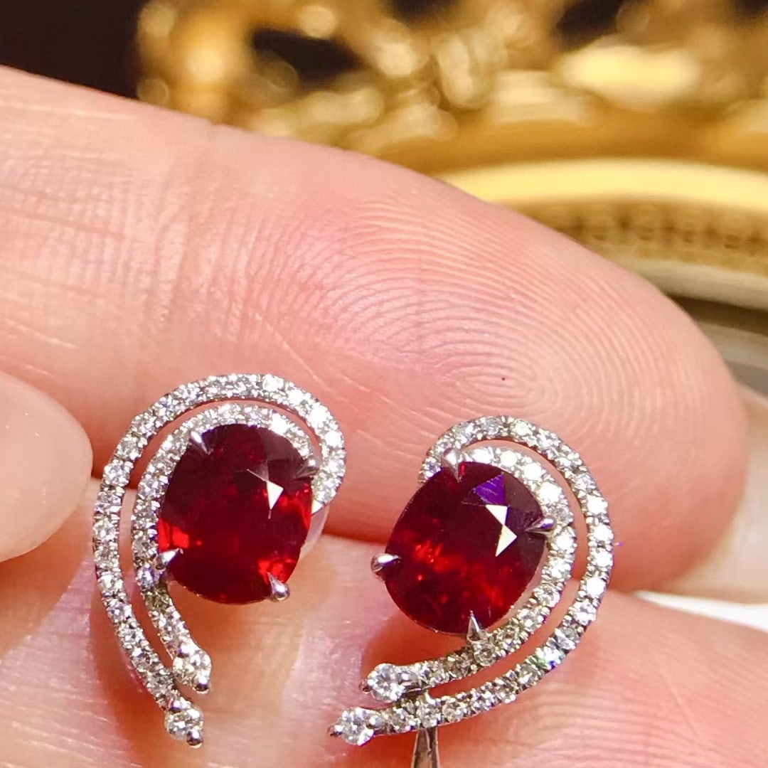 14k Gold 2.0 Ctw Natural Ruby & Diamond Earrings - 2