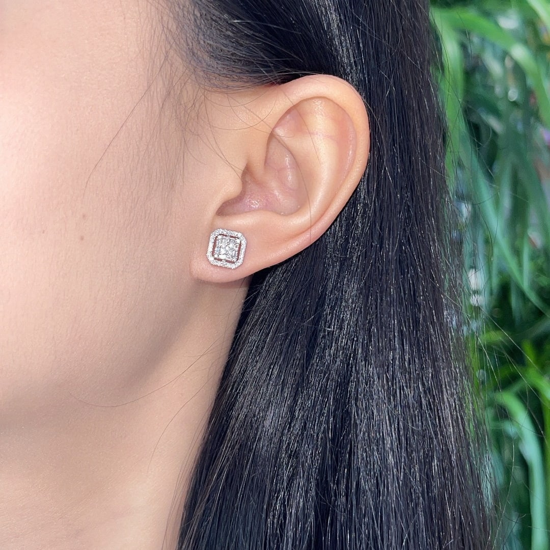 14k Gold 0.50 Ct Natural H Diamond Earrings - 4