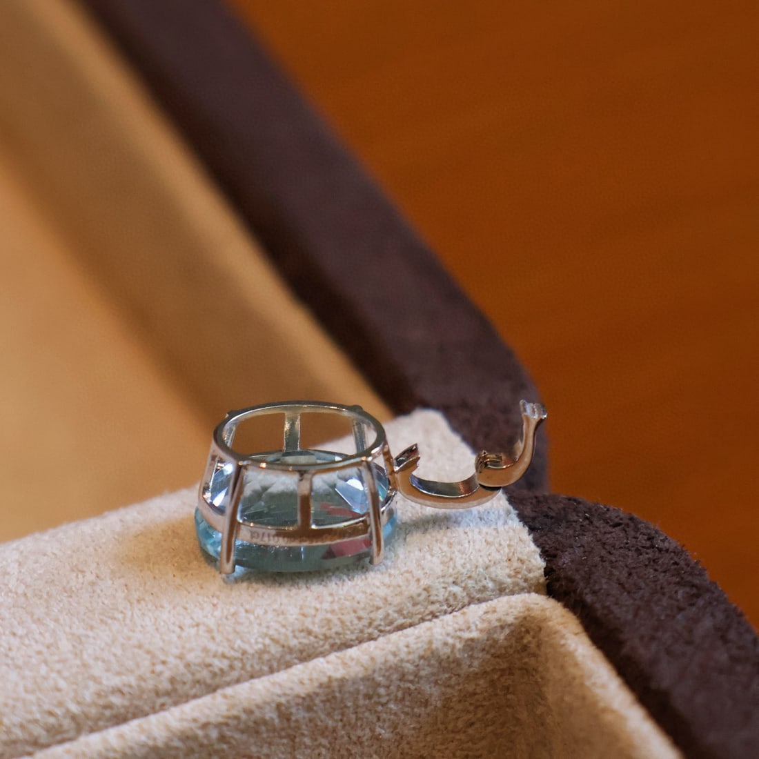 14k Gold 2.8 Ct Natural Aquamarine & Diamond Pendant( Without Chain ) - 5