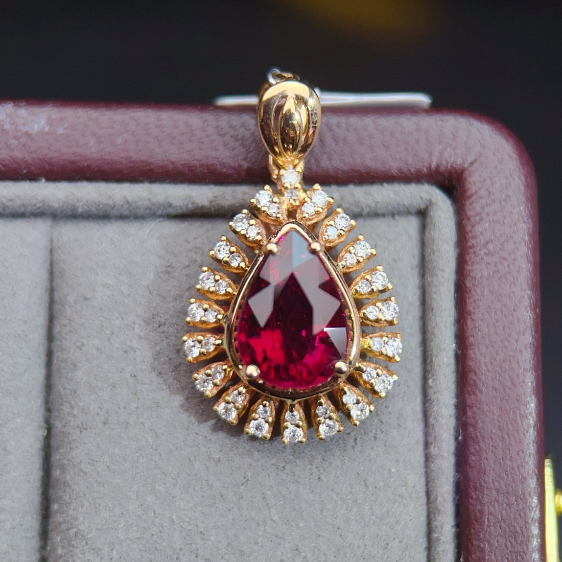 14k Gold 2.8 Ct Natural Tourmaline & Diamond Pendant( Without Chain ) - 2