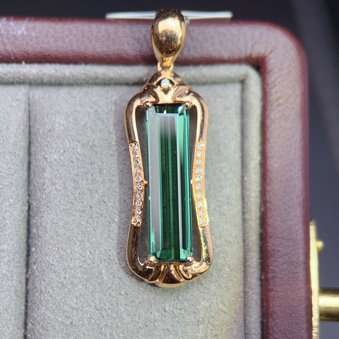 14k Gold 3.61 Ctw Natural Tourmaline & Diamond Pendant( Without Chain ) - 2
