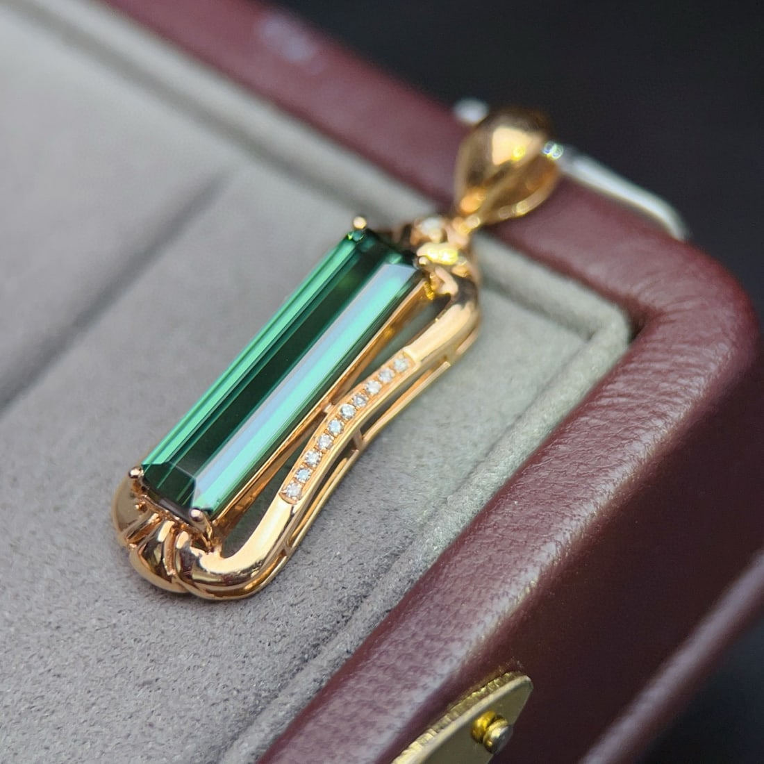 14k Gold 3.61 Ctw Natural Tourmaline & Diamond Pendant( Without Chain ) - 4