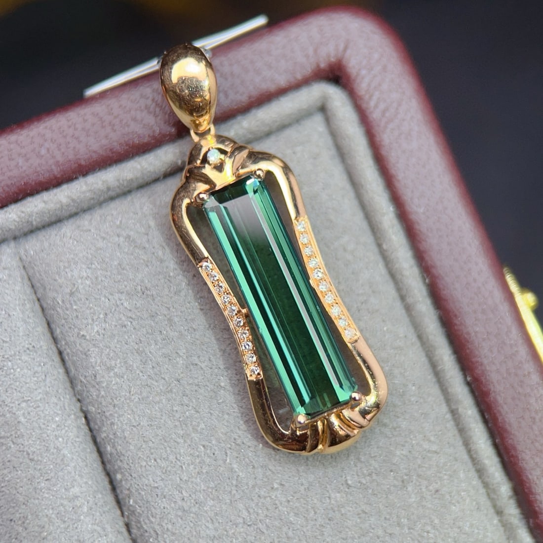 14k Gold 3.61 Ctw Natural Tourmaline & Diamond Pendant( Without Chain ) - 5