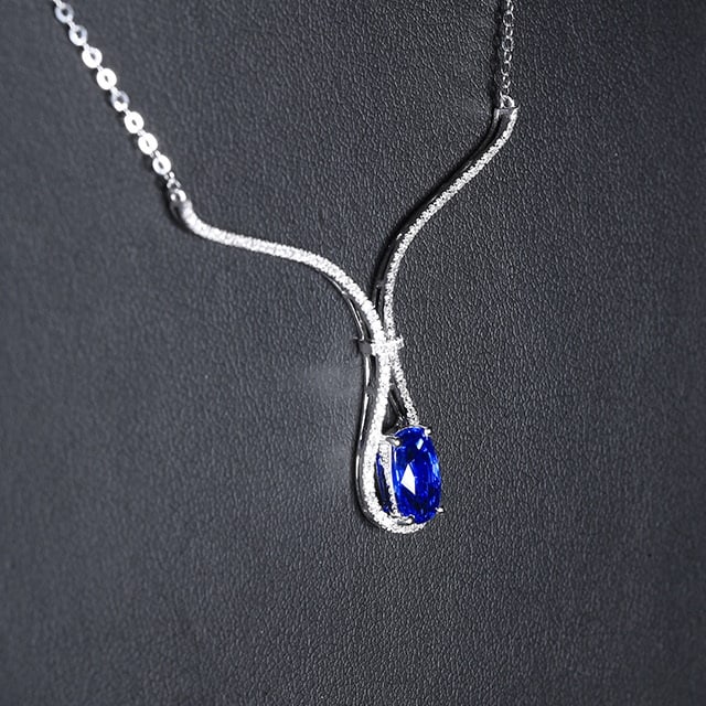 14k Gold 1.74 Ctw Natural Sapphire & Diamond Necklace - 2