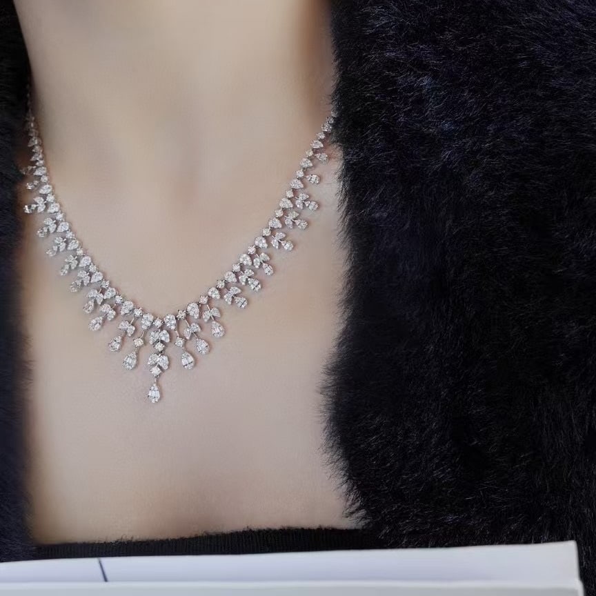 14k Gold 6.50 Ct Natural H Diamond Necklace - 5